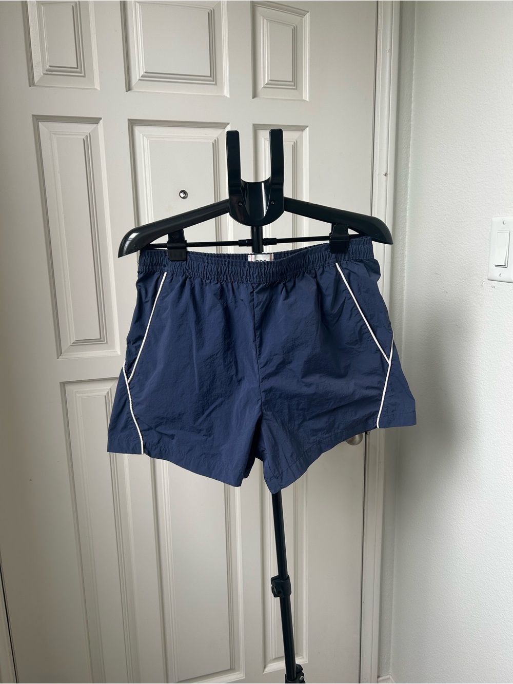 BDG Navy Nylon Track Shorts Retro Athletic Running Shorts Size Large